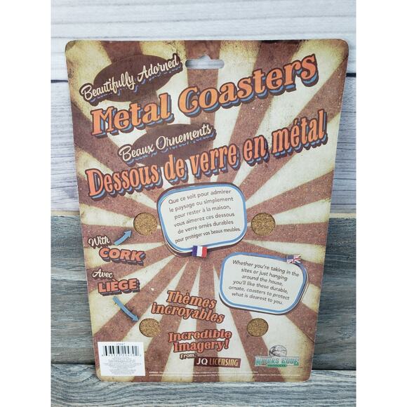 Horse Metal and Cork Coasters Set of 4 New Horses Running Animals - Picture 4 of 4